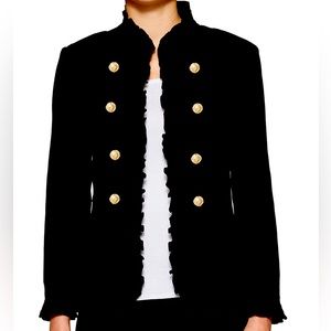 Ming Wang Ruffle Trim Military Jacket